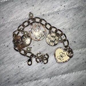 Guess Gold and Silver Charm Bracelet with Pearls